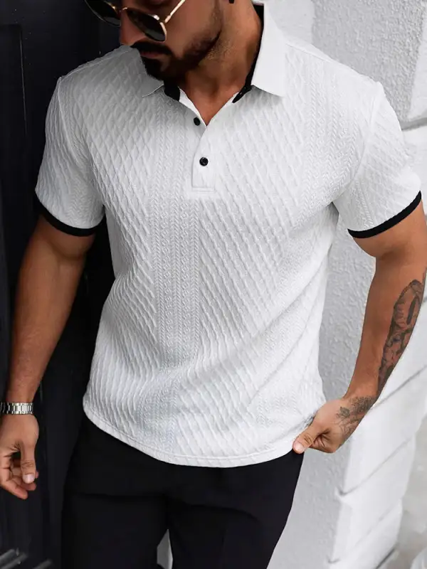 Contrast Trim Cool-Touch Cotton Knit Short Sleeve Shirt