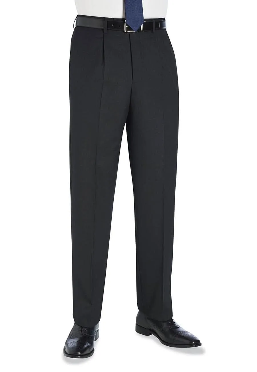 Men's Single Pleat Classic Fit Stretch Suit Trousers