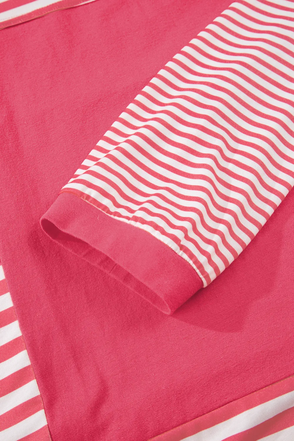 Pink Stripe Block Patchwork Drop Top