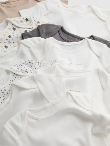 0-24mths | 10pk Ribbed Short Sleeve Bodysuits