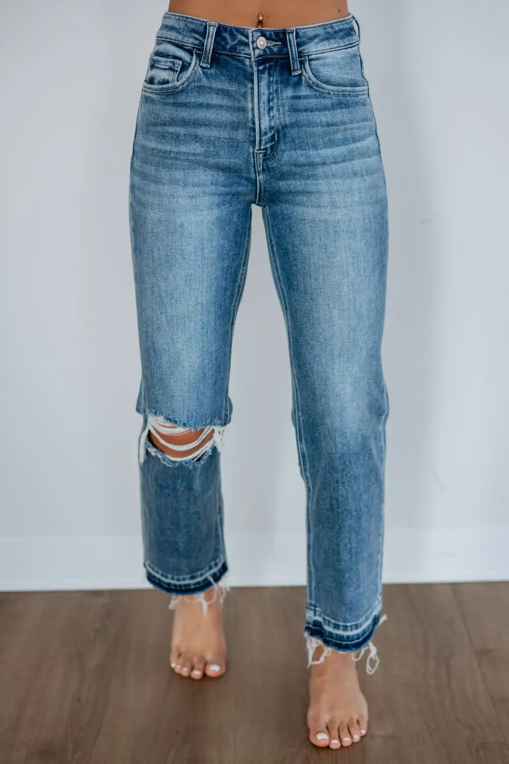 Women's High Rise Straight Leg Ankle Length Jeans
