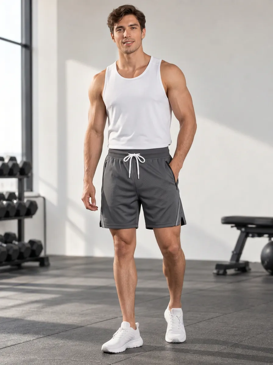 Men's Drawstring Mesh Workout Shorts