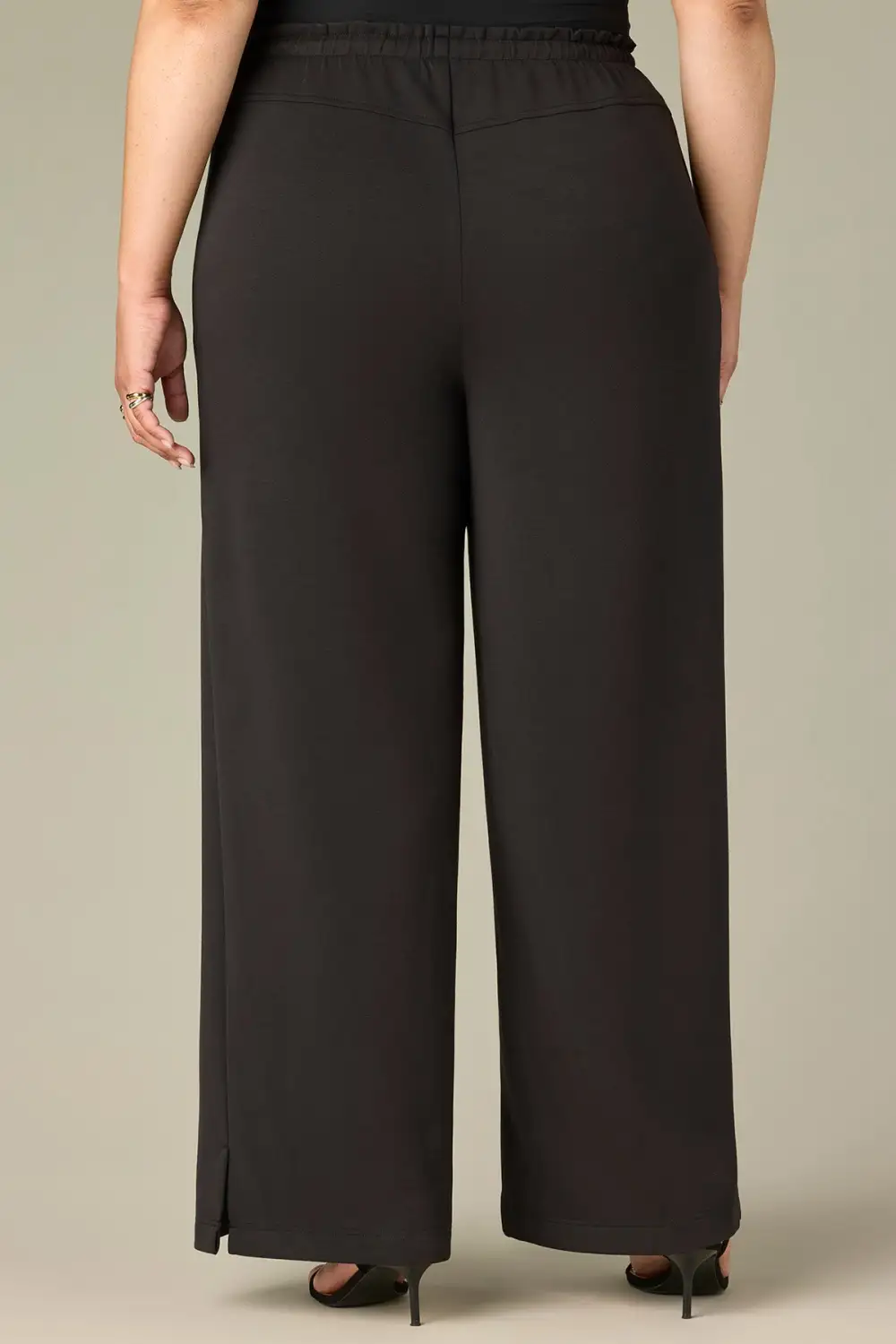  Pull On Side Slit Plus Size Wide Pants