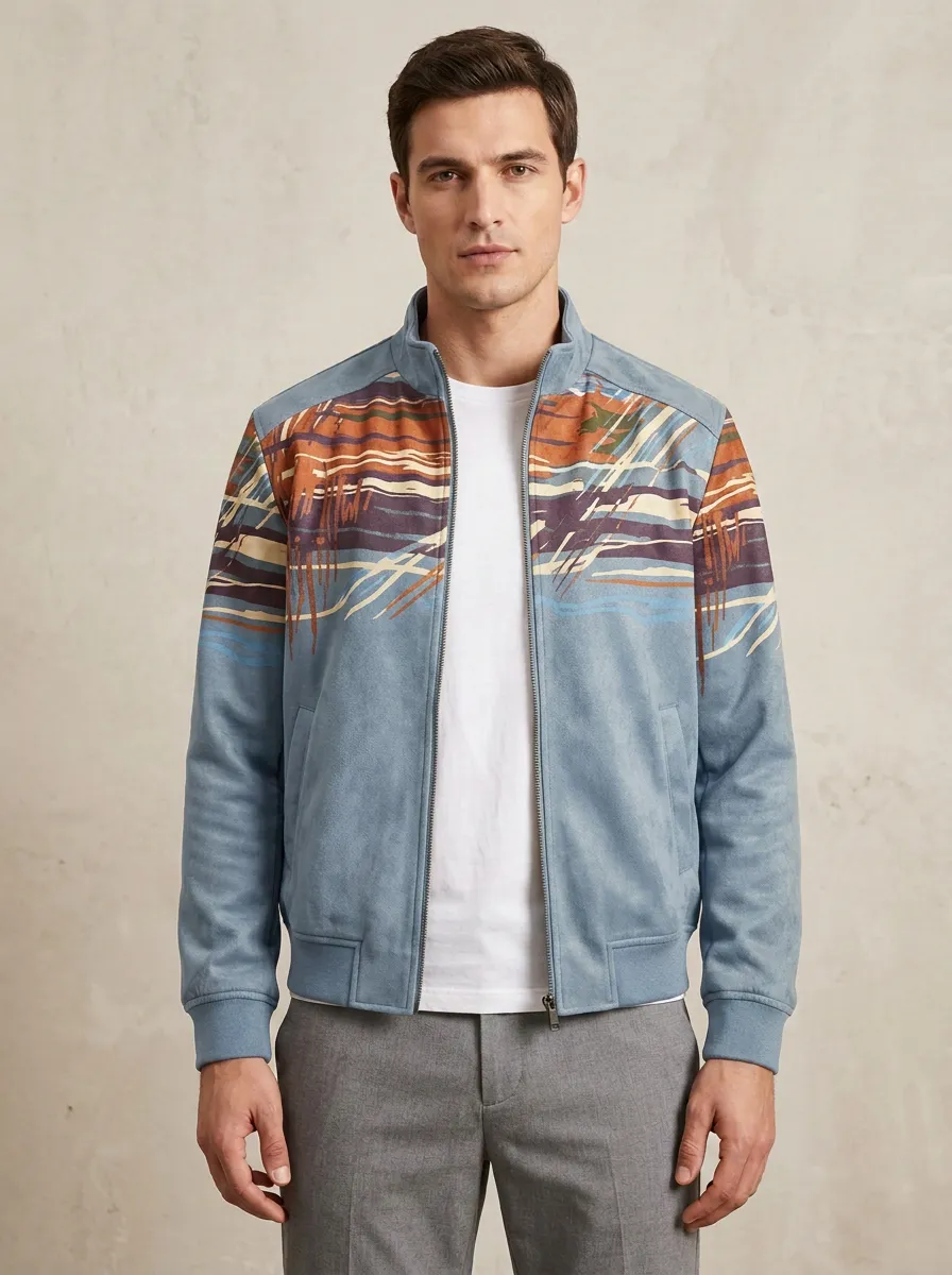 Abstract Print Bomber Jacket