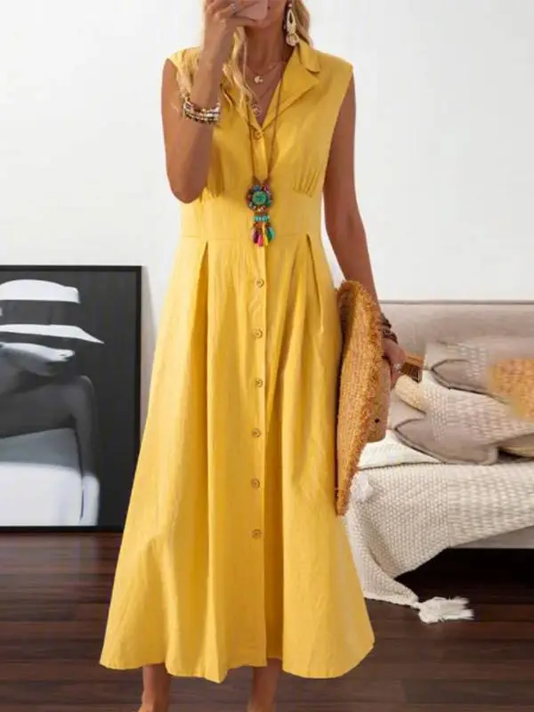 Lapel Line Midi Dress