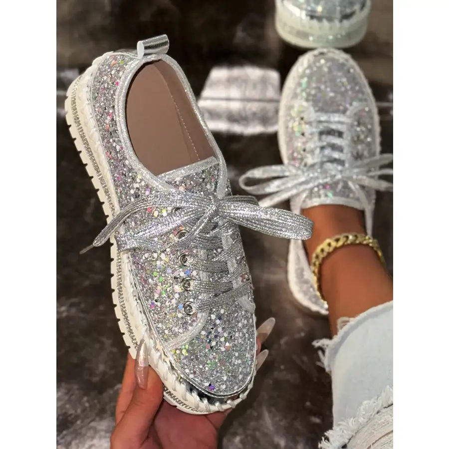 Classic Lace Up Round Toe Platform Sneakers Shoes