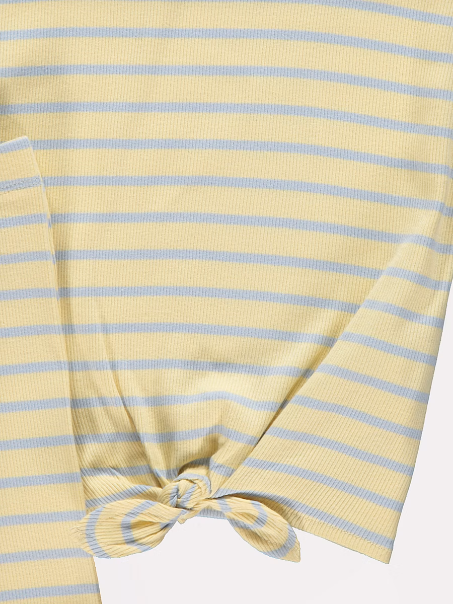 Lemon Striped Bow T-shirt and Shorts Outfit detail 1