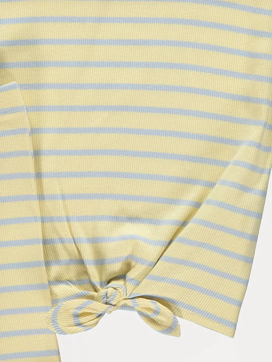 Lemon Striped Bow T-shirt and Shorts Outfit