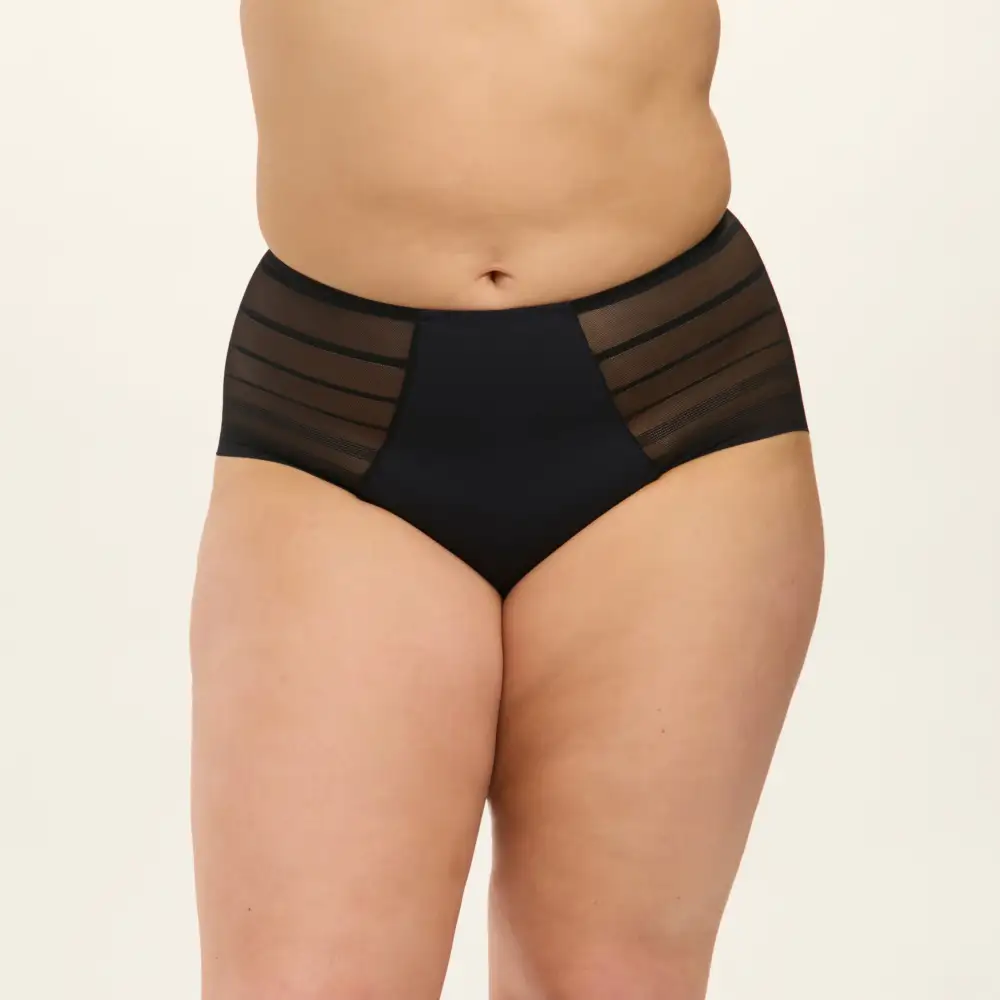 Women's Seamless Elastic Waistband Mesh Striped Shaping Supportive Fit Brief Panty