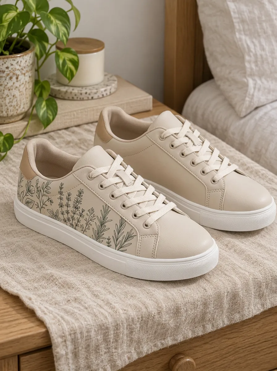 Women's Botanical Lover Herbaceous Plant Printed Sneakers