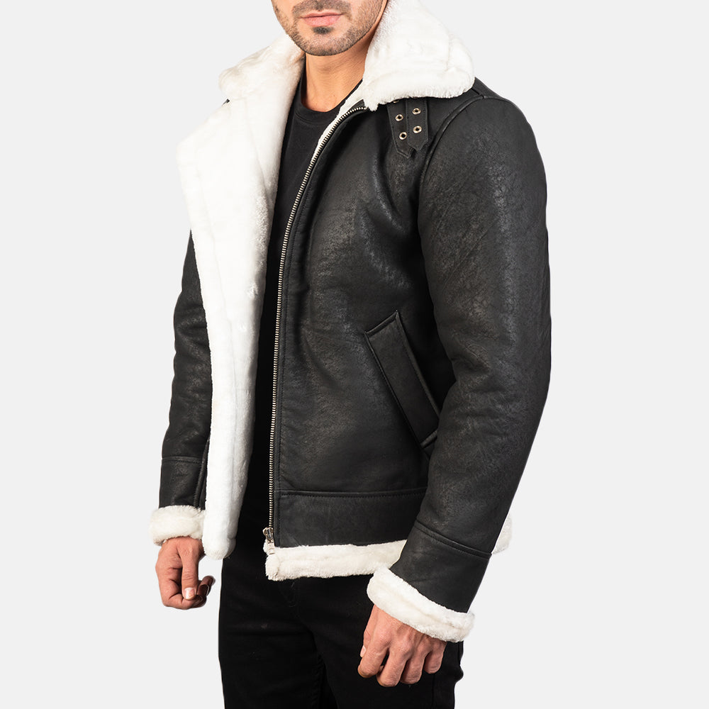 Men's Classic Bomber Leather Distressed Jacket
