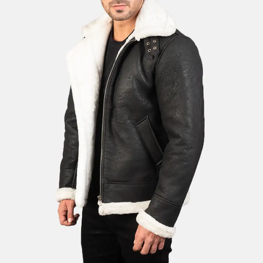 Men's Classic Bomber Leather Distressed Jacket