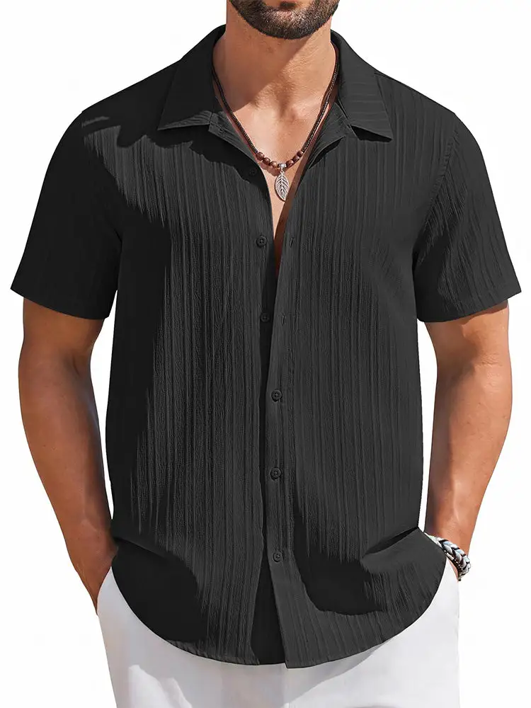 Casual Summer Textured Short Sleeve Shirt