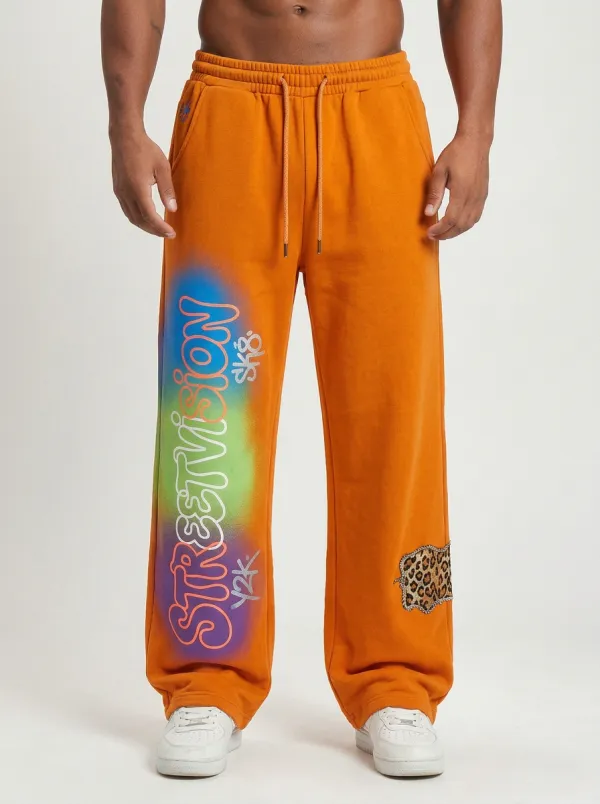 Unisex Modern Streetwear Graffiti Leopard Patch Sweatpants