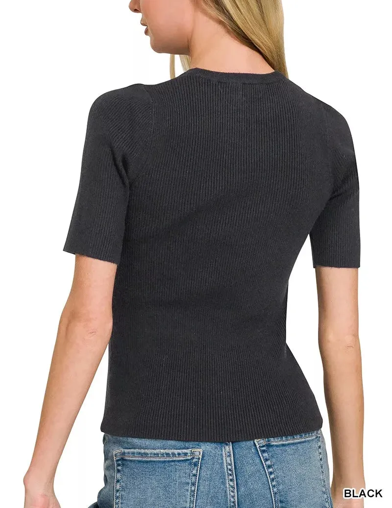 Viscose Ribbed Round Neck Sweater