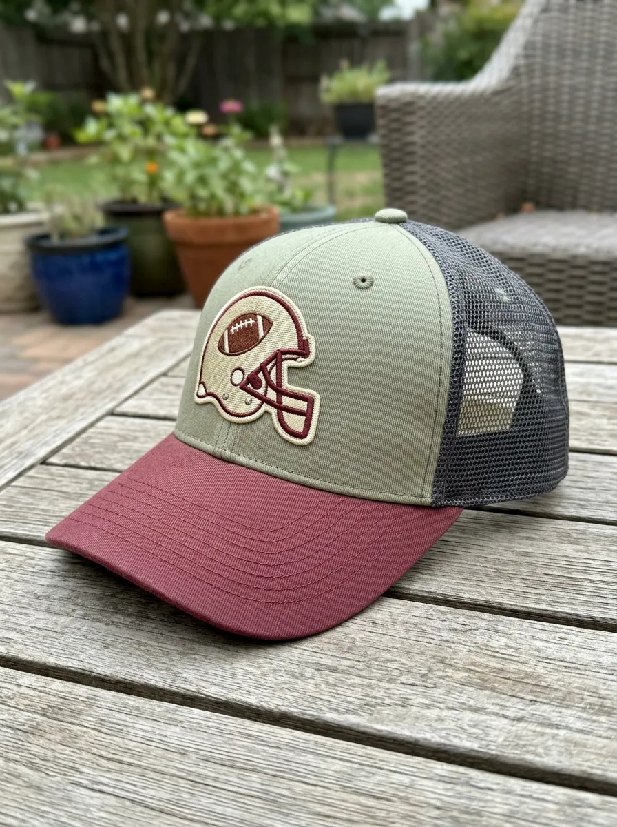 Men's Stadium Football Fan Helmet Embroidered Mesh Trucker Hat