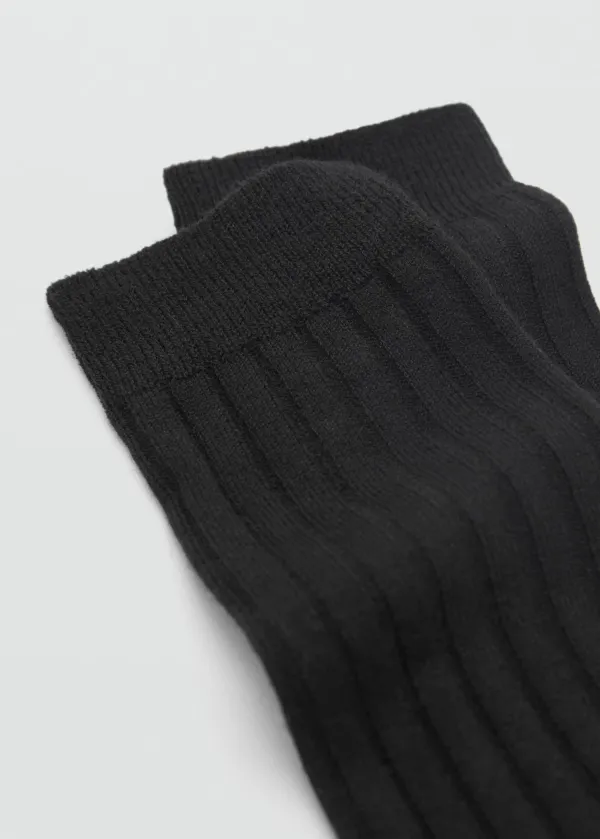 Black Wool Blend Casual Style Socks