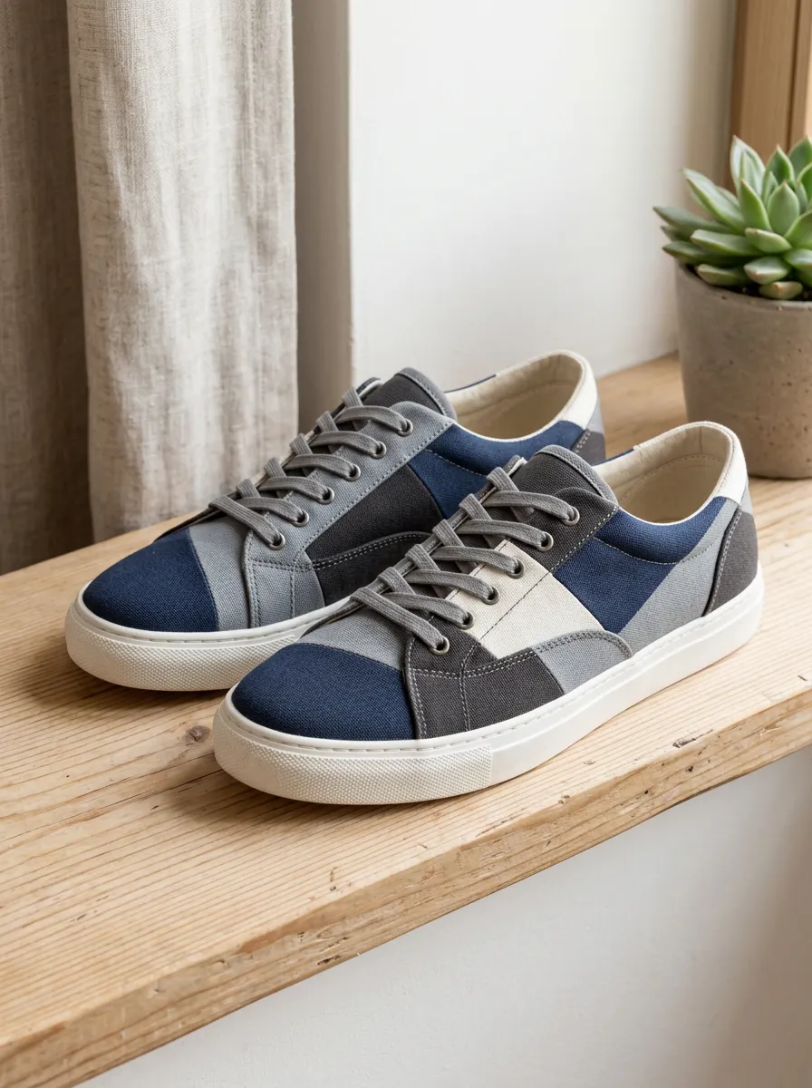 Men's Modern Colorblock Patchwork Design Patterned Canvas Shoes