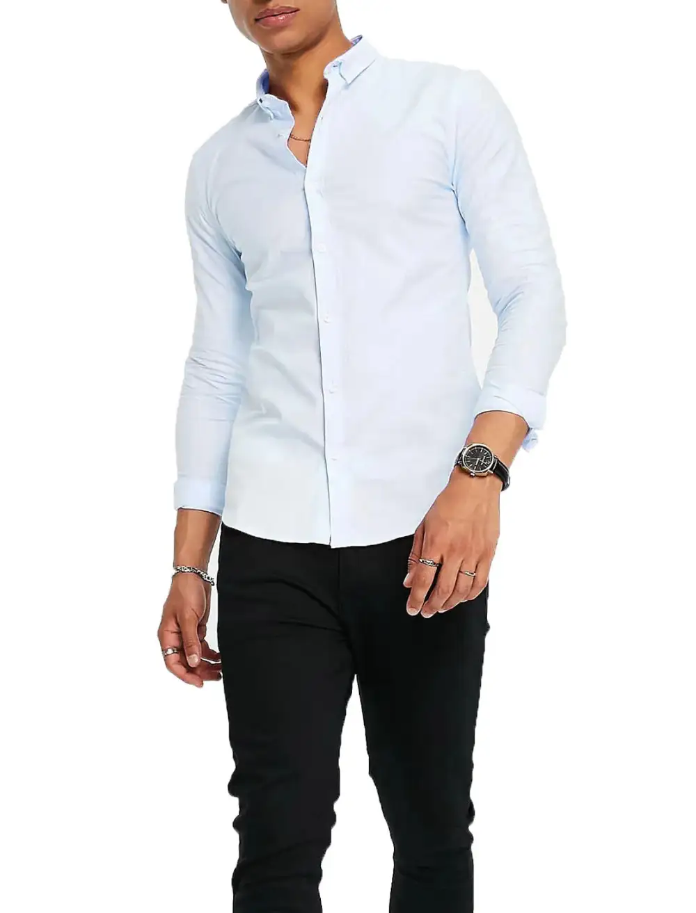 Refined Button Down Long Sleeve Slim Fit Dress Shirt