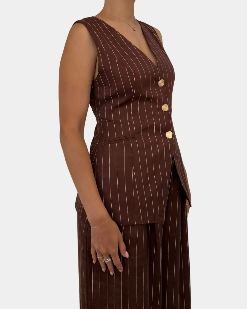 Relaxed Pinstripe Vest Matching Sets
