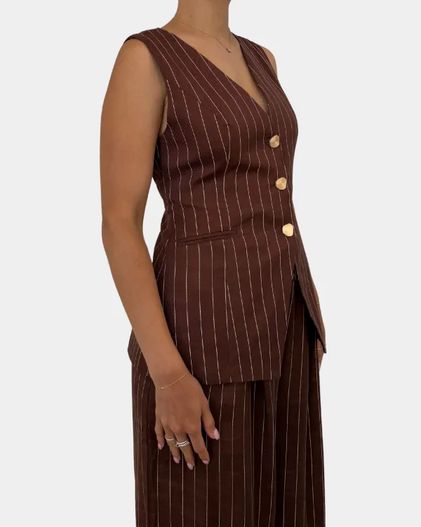 Relaxed Pinstripe Vest Matching Sets