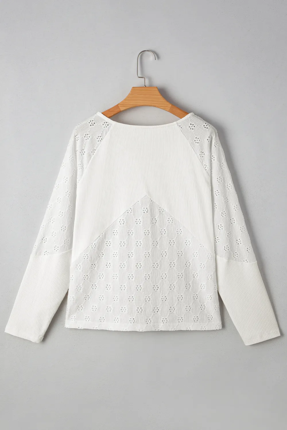 White Twisted Rib Patchwork Embroidered Top