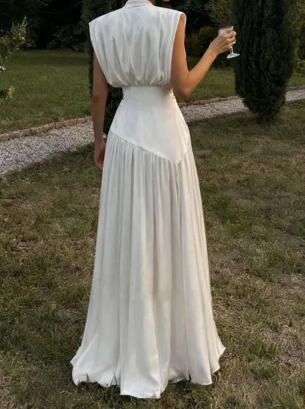 V Neck Cinching Slit Maxi Dress