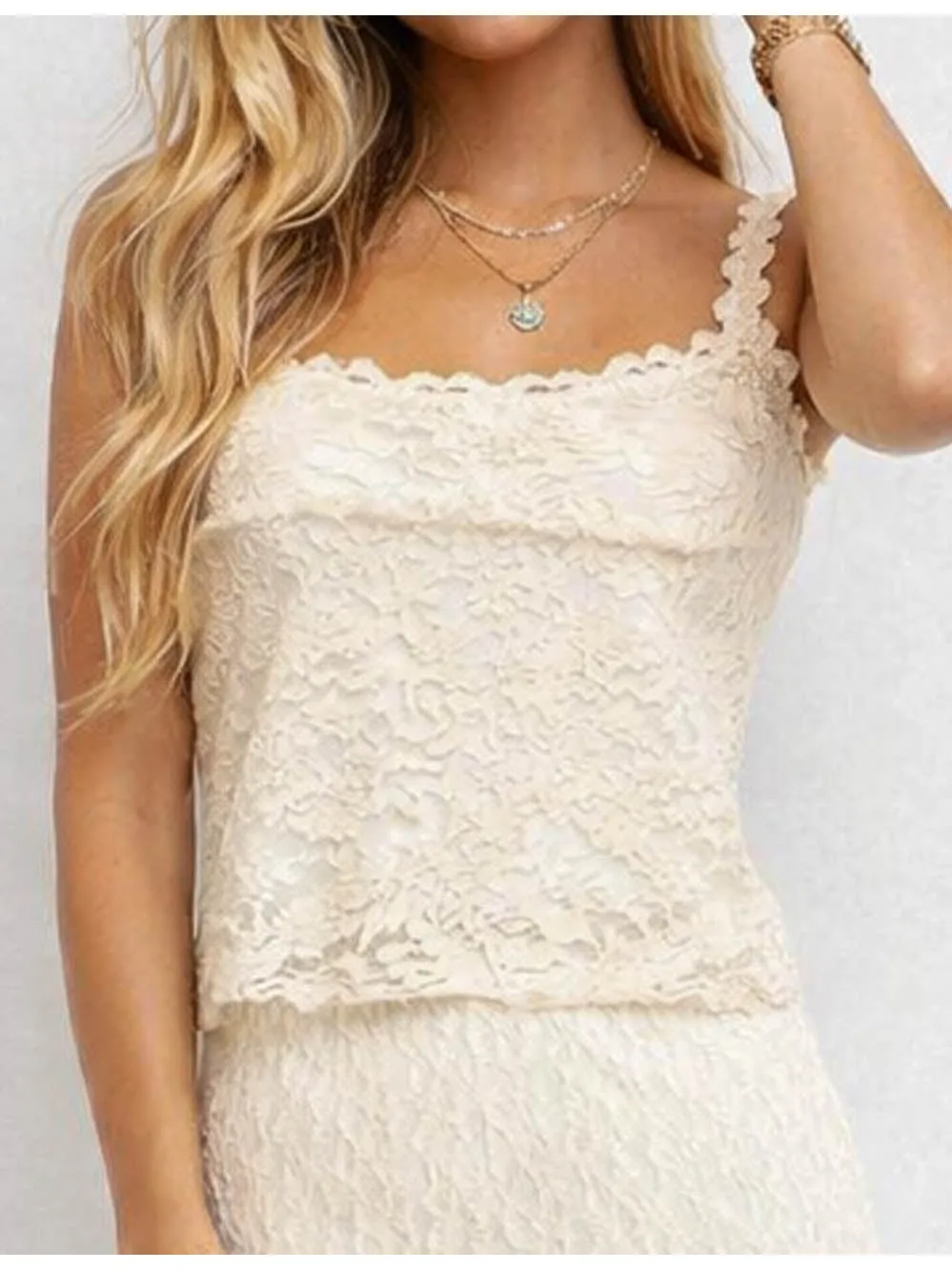 Boho Lace Embroidery Square Neck Sleeveless Top