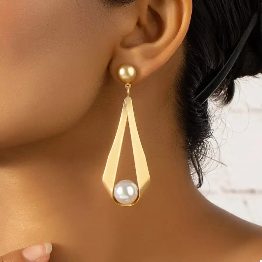 K Gold Plated Pearl Drop Earrings