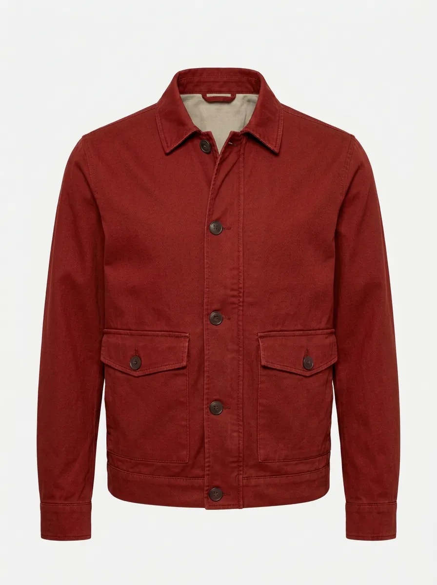 Men's Military Style Olive Green Cotton Utility Jacket