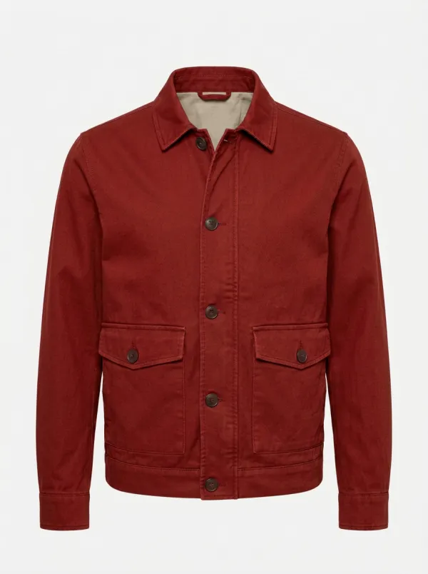 Men's Military Style Olive Green Cotton Utility Jacket