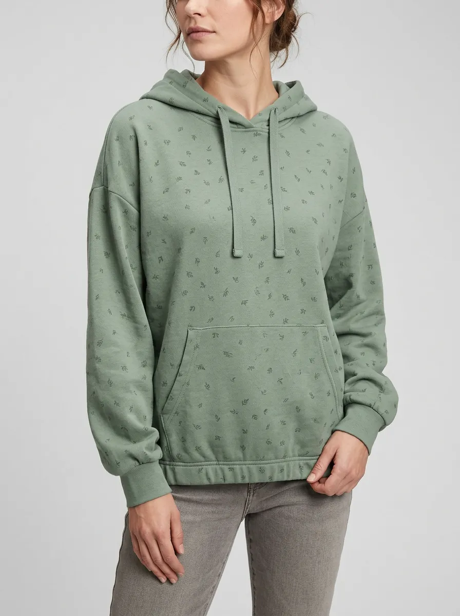 Women's Classic Botanical Leaf Minimal Graphic Hoodie