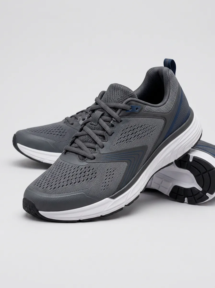 Men's Grey Mesh Breathable Athletic Running Shoes