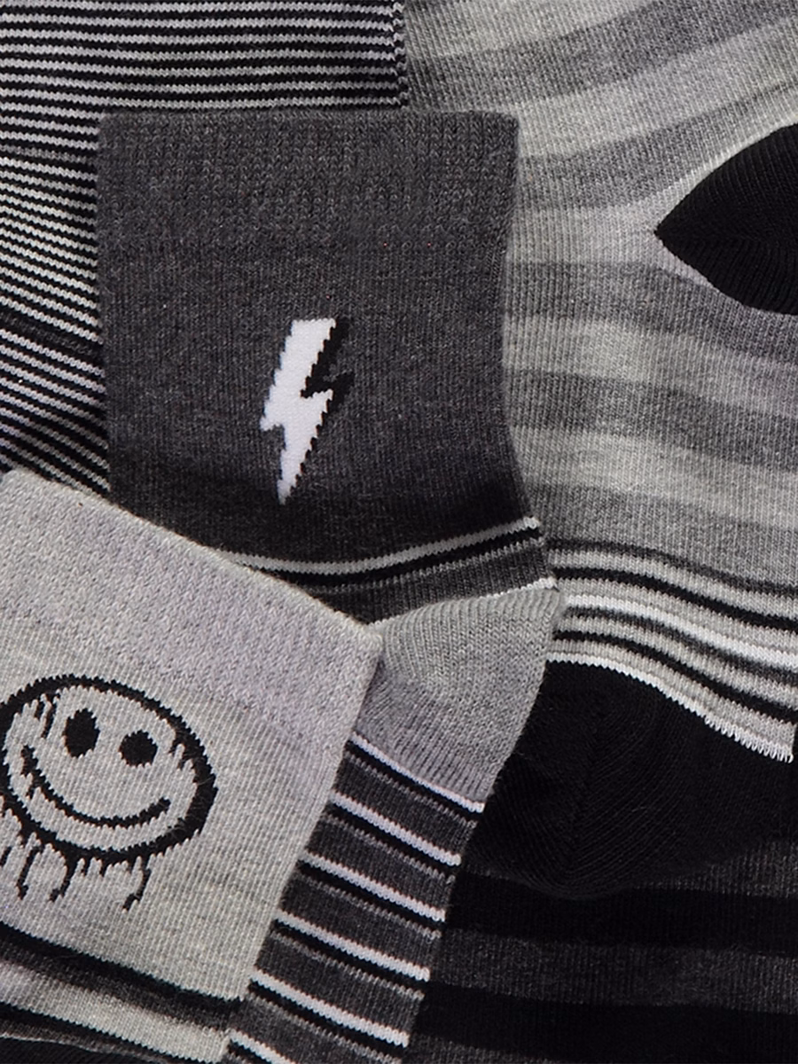 Grey Striped Ankle Socks 5 Pack detail 1