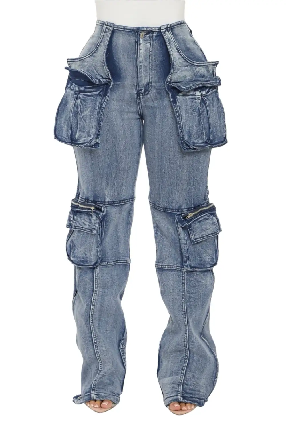 Acid-Wash Utility Cargo Pants