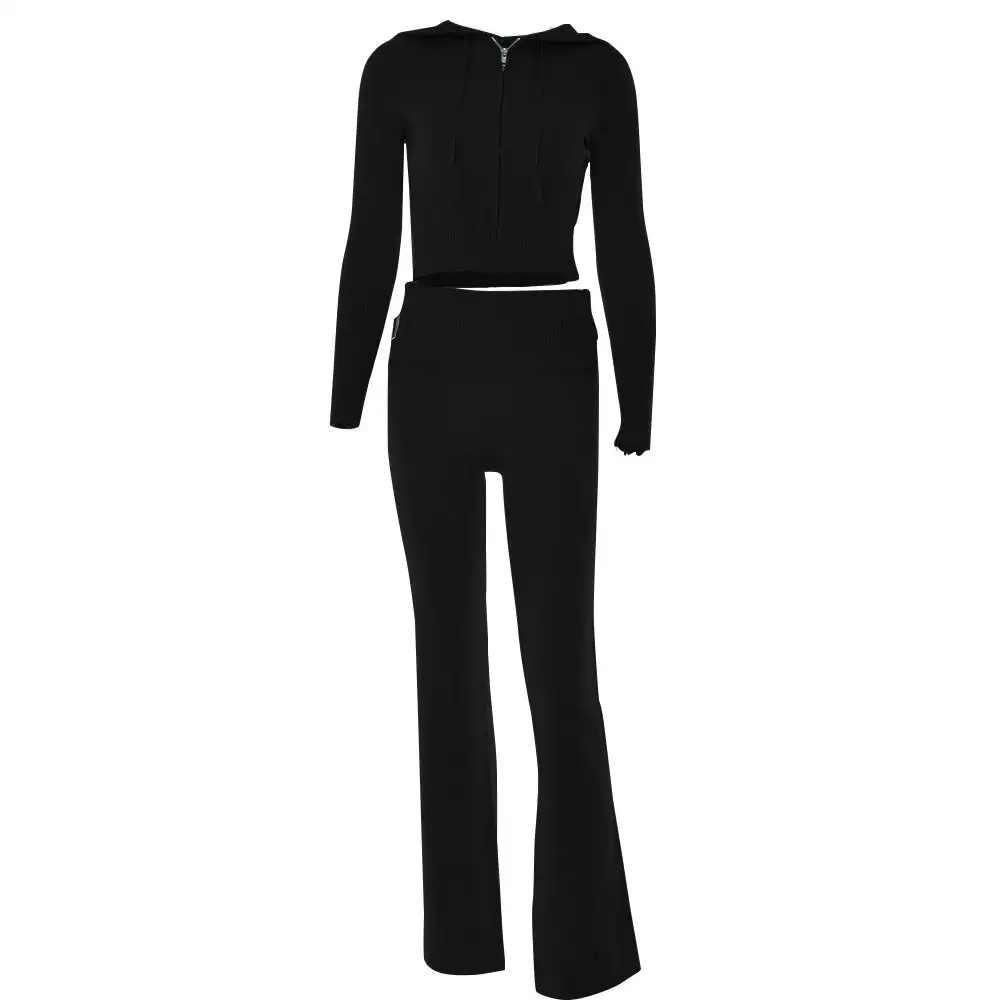 Sporty Zipper-Front Hooded High-Waist Jumpsuit