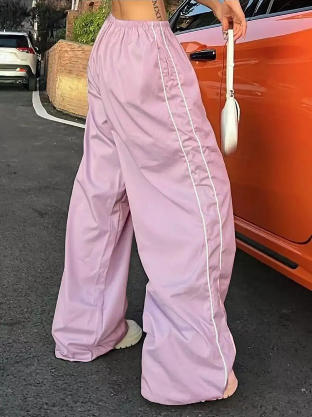 Elegant Elastic Waist Wide Leg Pants
