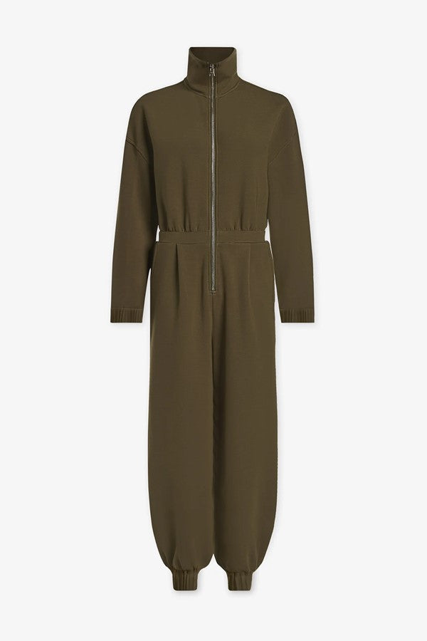 Olive Green Zip Up Utility Jumpsuit