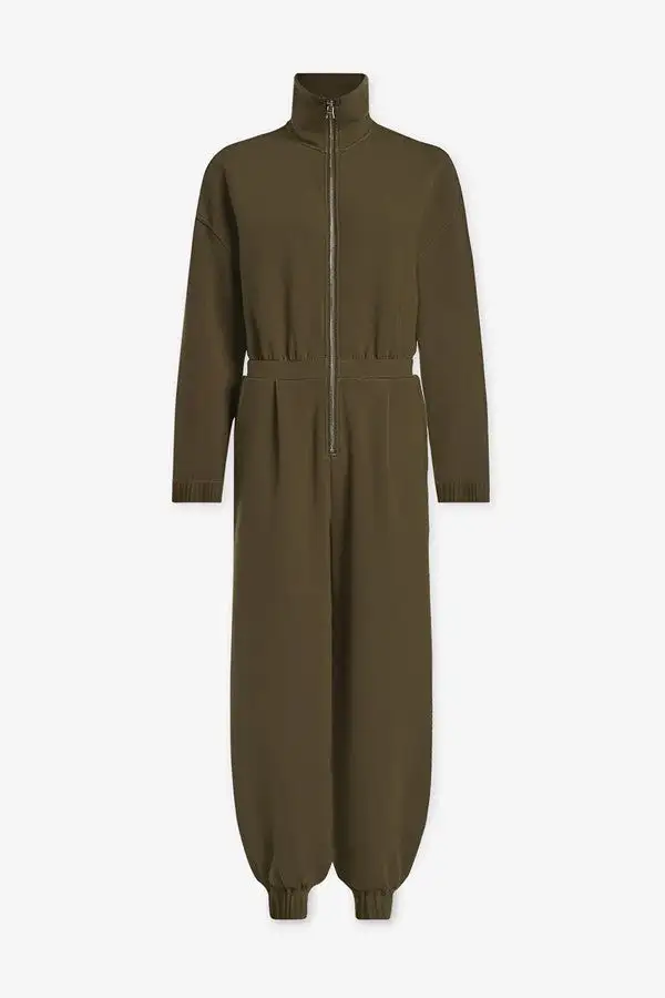 Olive Green Zip Up Utility Jumpsuit