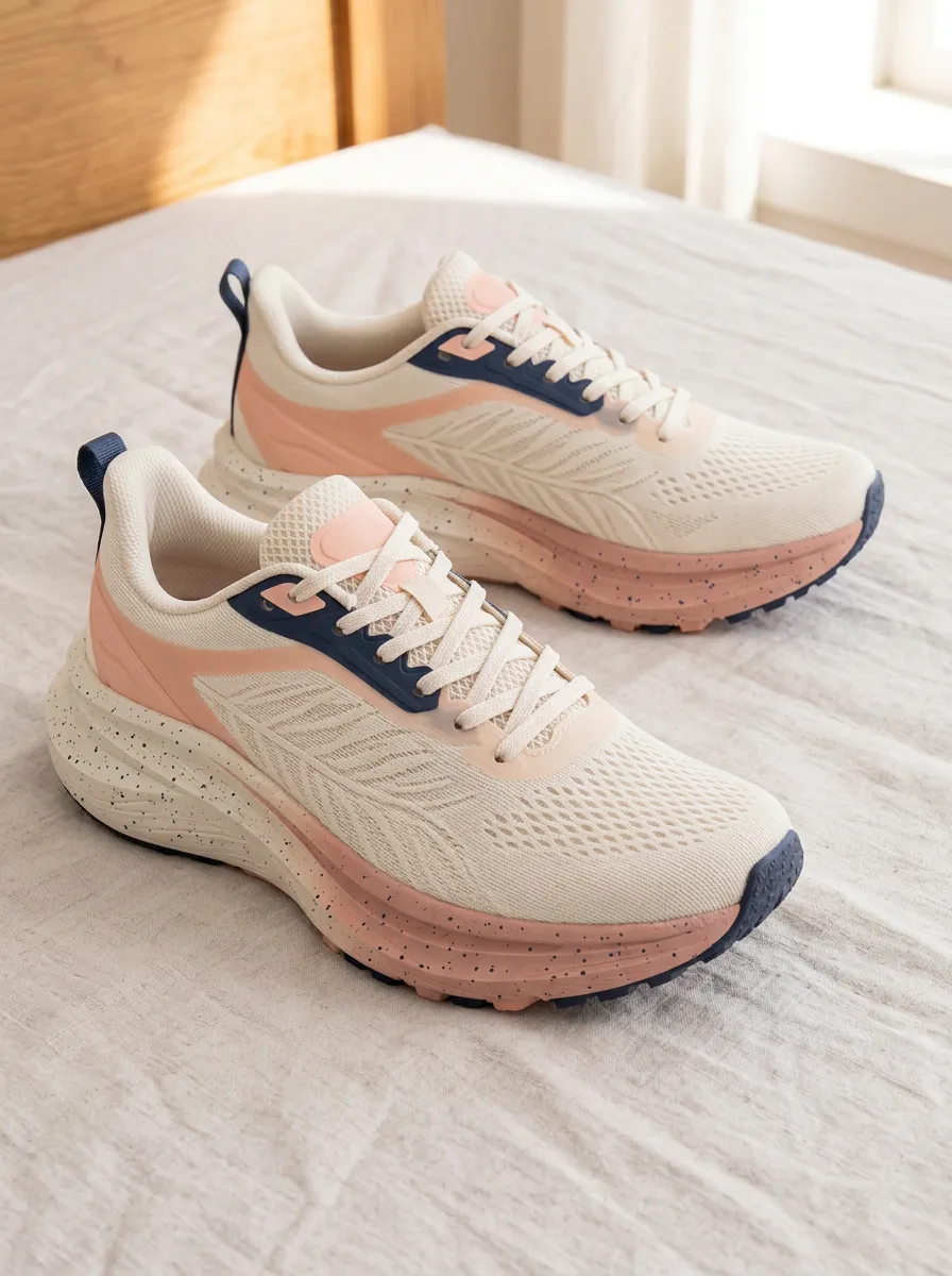 Women's Casual Sporty Pink Beige Speckled Printed Sneakers