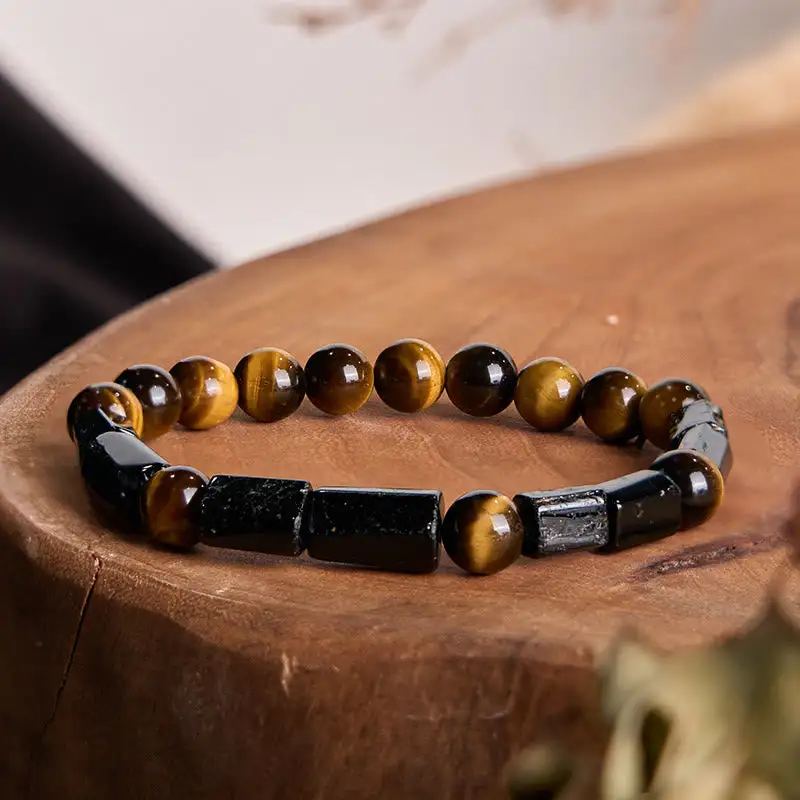 Natural Tourmaline Tiger Eye Cord Bracelet