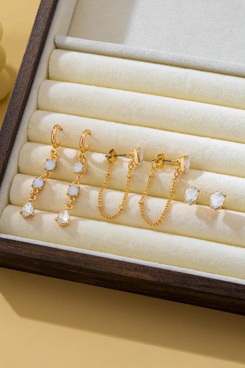 Crystal Stud Linear Opal Drop