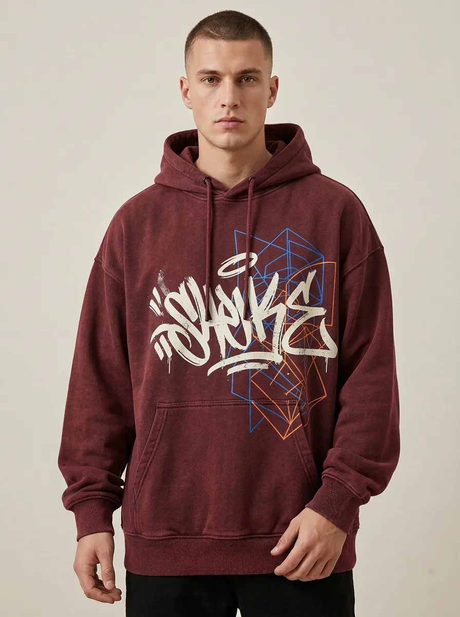 Unisex Streetwear Graffiti Smoke Geometric Hoodie