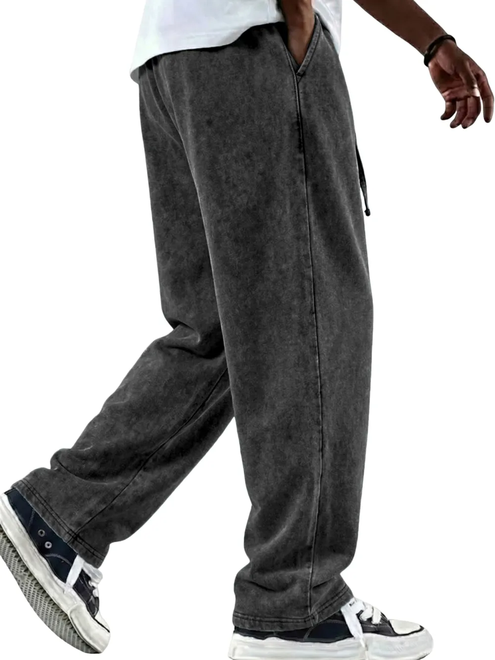 Garment Washed Drawstring Pants