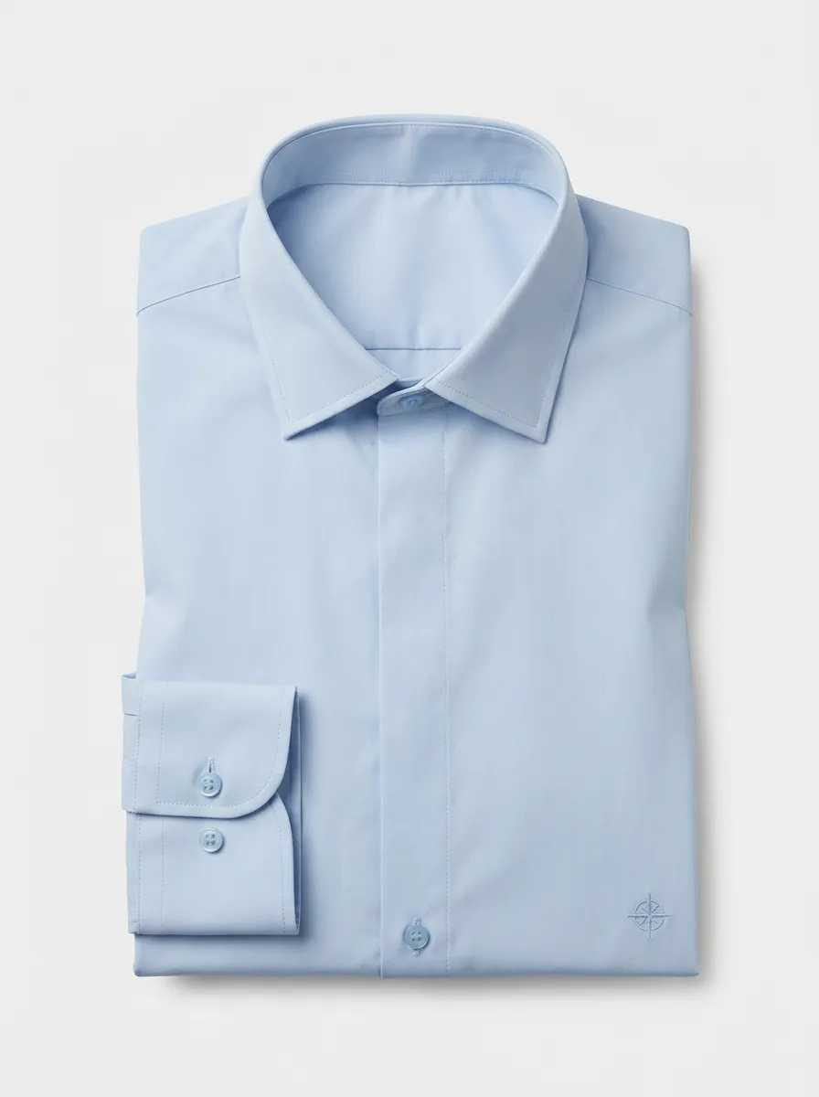 Men's Business Casual Compass Embroidered Non-Iron Cotton Shirt