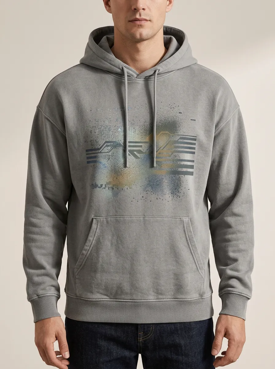 Men's Abstract Geometric Spray Paint Print Hoodie
