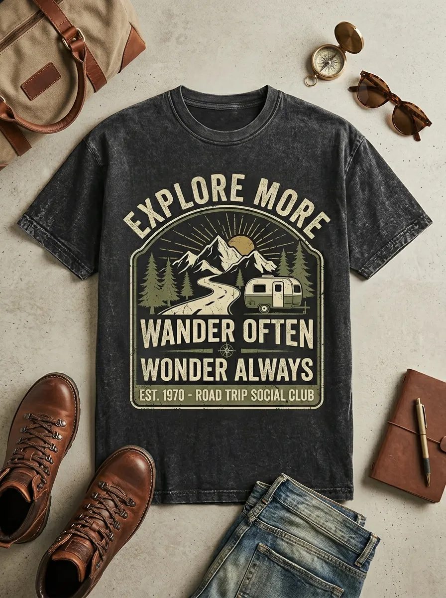 Unisex Camping Lover Mountain Camper Printed T-shirt