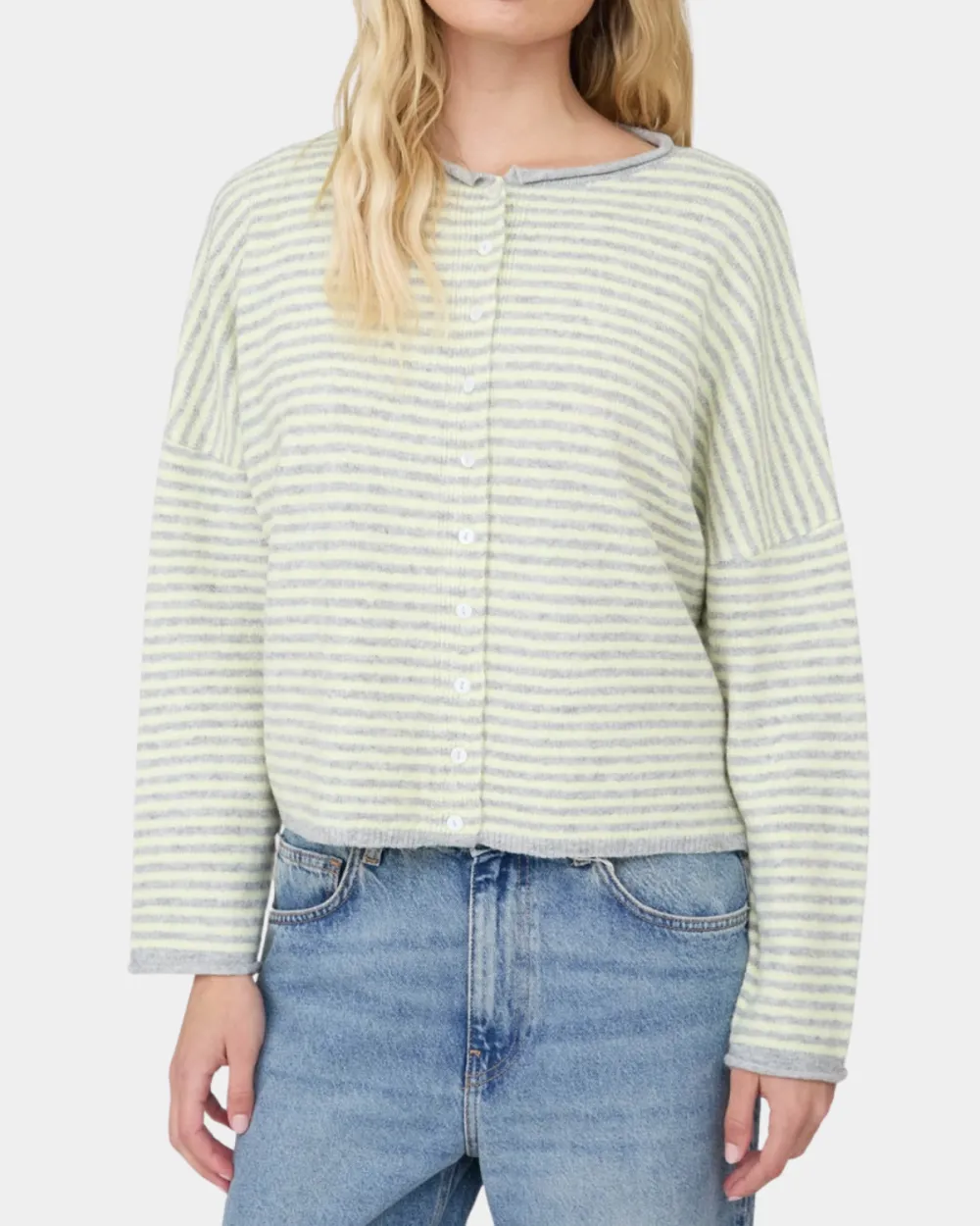 Button Front Striped Cardigan