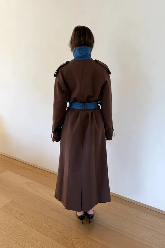 Chocolate Double-Breasted Trench Coat