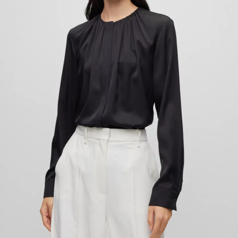 Everyday Silk Button-Front Long-Sleeve Women's Blouse